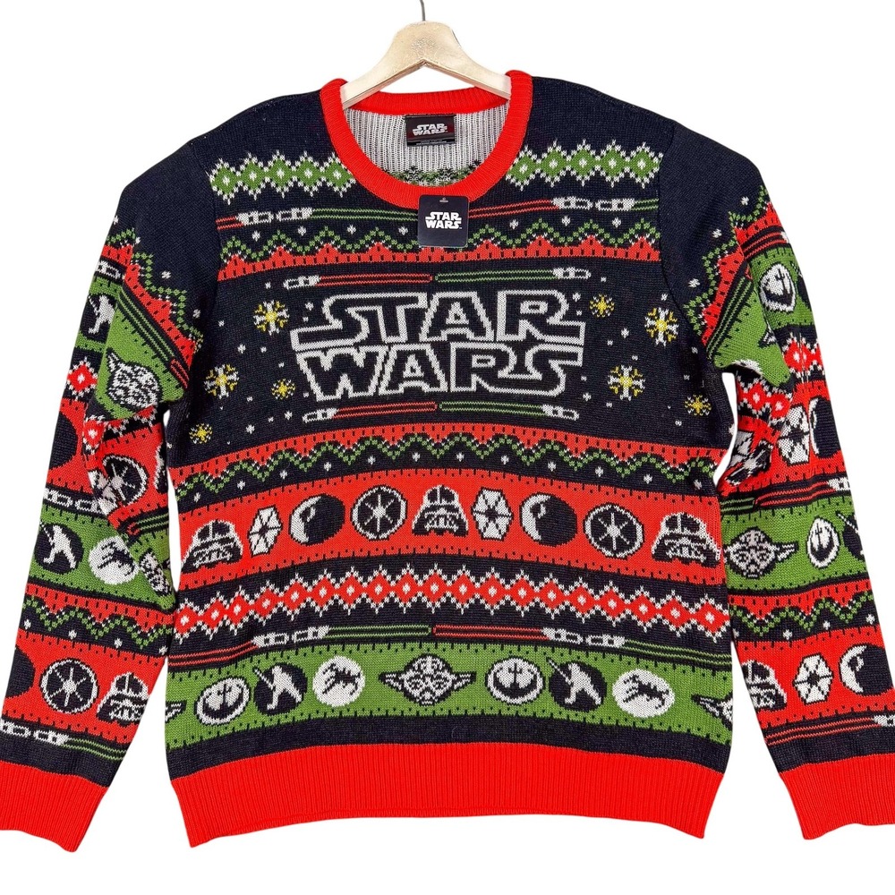 Star Wars‎ Ugly Christmas Sweater Mens 2XL Multicolor Pullover Darth Vader Yoda